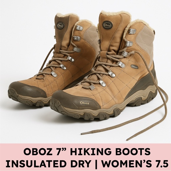 Oboz Bridger 7” Insulated Waterproof Hiking Boots — Tan (W7.5) Thinsulate, BDry - Picture 1 of 9